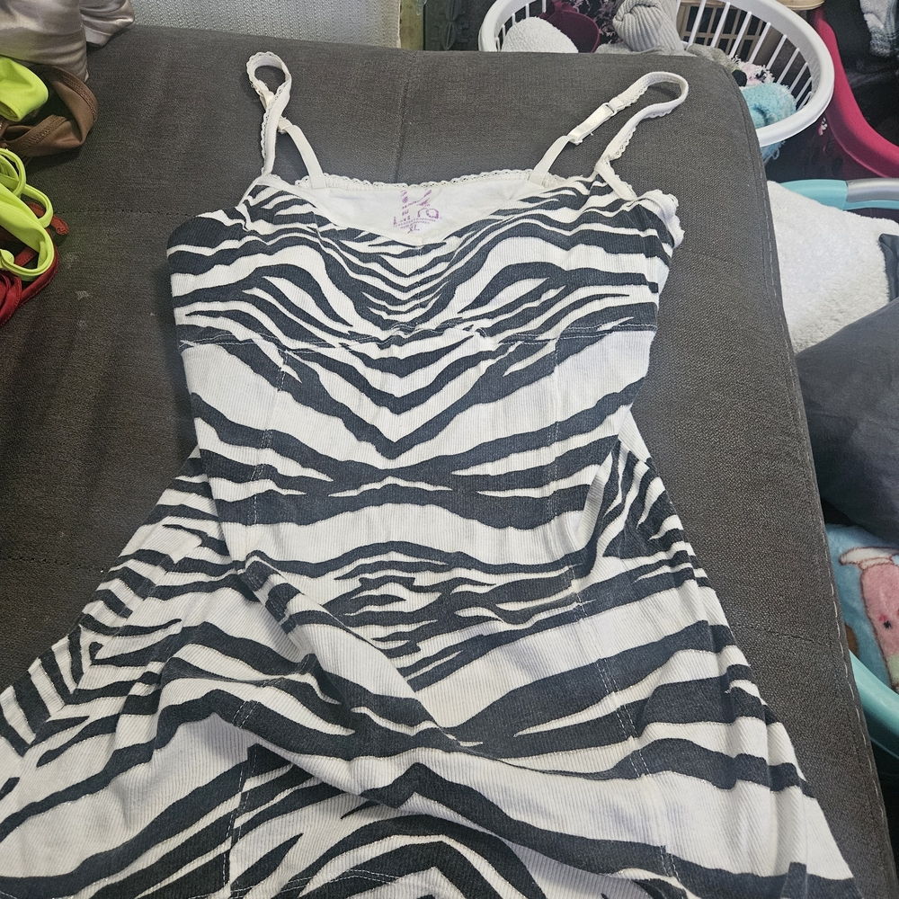 Black & White Zebra Print Cami Dress